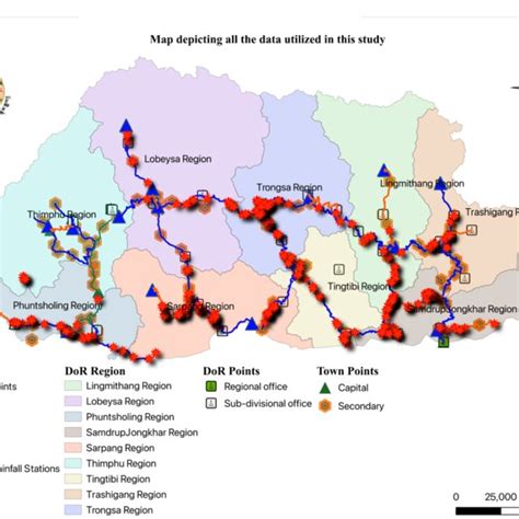 map depicting  distribution  study area   regional offices