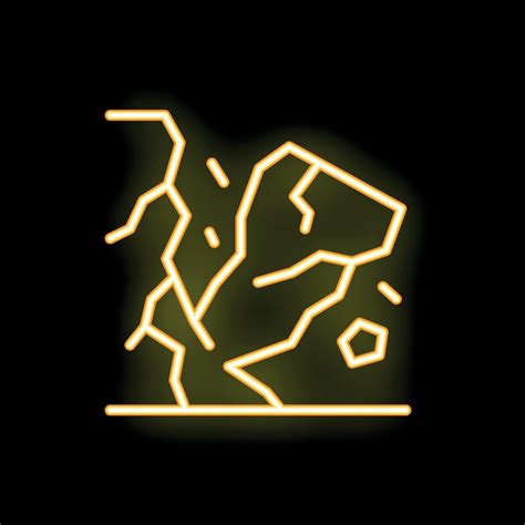 Yellow neon style earthquake icon depicting shifting ground 52767488