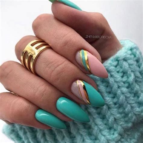 38 Stunning Gold Foil Nail Designs To Make Your Manicure Shine Бирюзовые ногти Красивые ногти