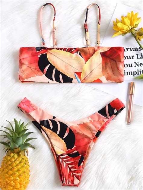 2018 Conjunto Bikini Mulheres Sexy Swimsuit Bandeau Biquínis Impressão Floral Top Elegante Maiô