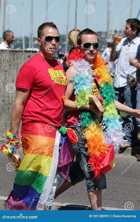 Couple Of Men Gay Pride 2011 Geneva Switzerland Editorial Stock Image Image Of Geneva