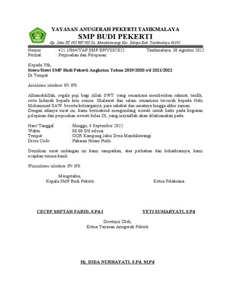 Surat Undangan Perpisahan Pdf