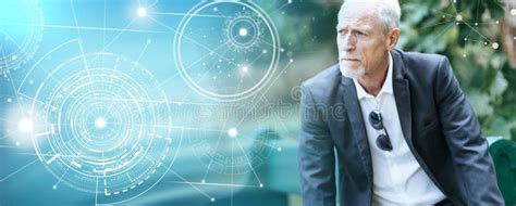 Portrait Of Thoughtful Mature Man Light Effect Stock Image Image Of