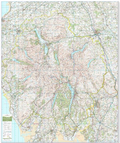 Wall Maps Lake District Uk National Park Wall Map