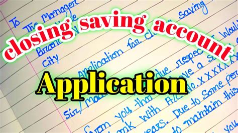 Closing Bank Account Letter Application For Closing Saving Account