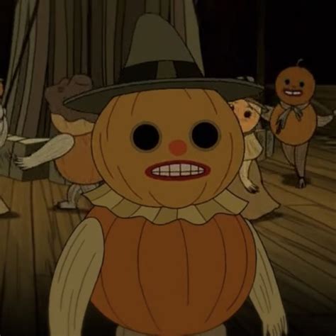 An Animated Image Of A Group Of People Dressed Up As Pumpkins In A Wood