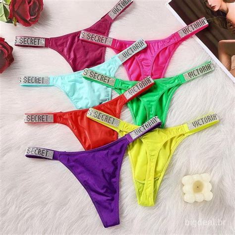 Victoria Secret Lingerie Hot Calcinha Sexy Sem Costura Feminina Letra De Luxo Strass G