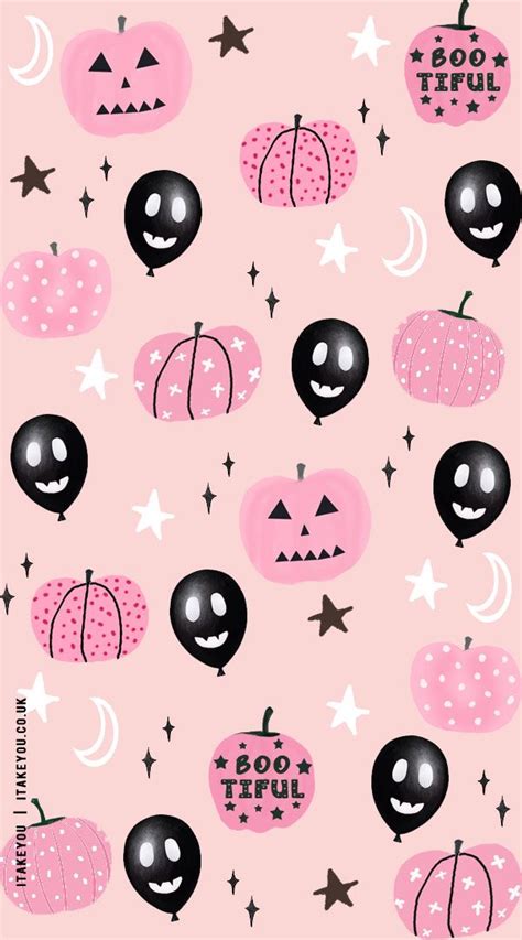 20 Chic And Preppy Halloween Wallpaper Inspirations Ghostie Balloon And Pink Pumpkin Wallpaper