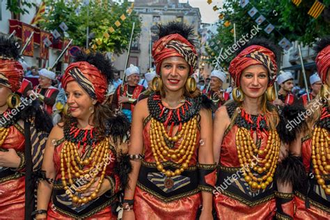 women historical clothing moors christians parade editorial stock photo