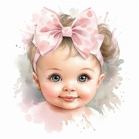 Premium Photo Adorable Baby On Watercolor Illustration