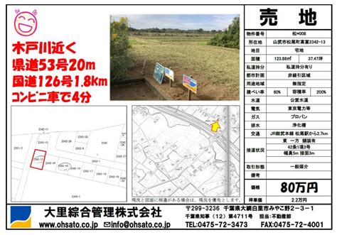 山武市松尾町高富 売地 松008 大里綜合管理株式会社