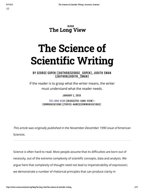 The Science Of Scientific Writing