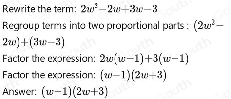 Solved: Factorise 2w^2+w-3 [Math]