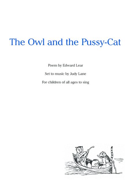 The Owl And The Pussy Cat Easy To Sing With Piano Accompaniment By Judy