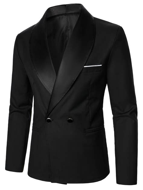 Manfinity Mode Men Shawl Collar Double Button Blazer Suit Pants