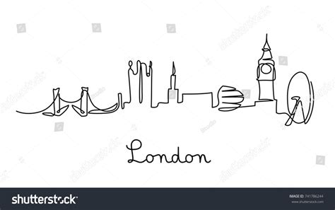 One Line Style London City Skyline Stock Vector (Royalty Free ...