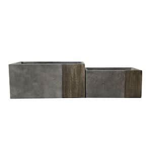 KANTE 28 In Tall Charcoal Lightweight Concrete Rectangle Modern