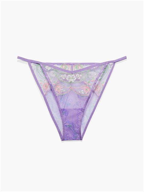 Bohemian Paisley Embroidered String Bikini In Purple SAVAGE X FENTY