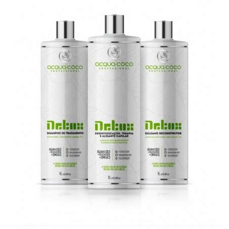 Detox Capilar Alisa O Cabelo - Detox Terapia Capilar e Alisamento Kit 3x1L - Acqua Coco