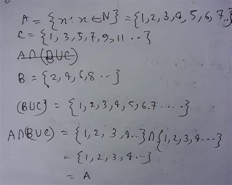 If A { X X∈n } B {x∈n And X Is Even} C {x X∈n And X Is Odd} Then A∩ Buc