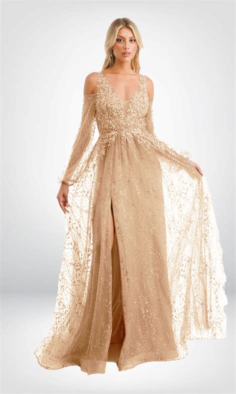 Vestido Largo Con Encaje Color Nude New Name