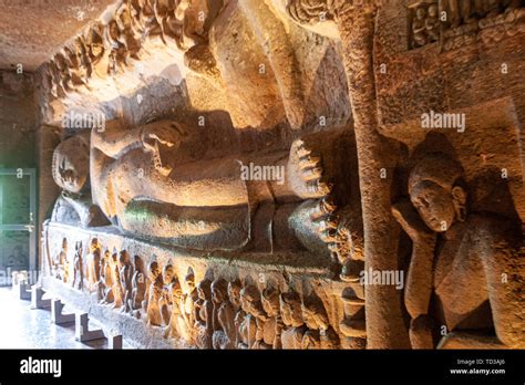 Mahaparinirvana Of Buddha Reclining Buddha On The Wall Of Cave 26