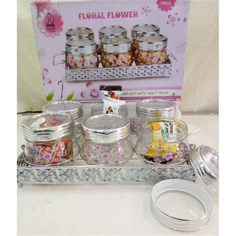 HOT 13PCS SAKURA JAR SILVER SET CANISTER SET BALANG KUIH BEKAS