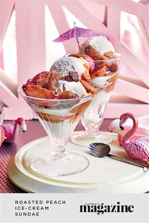 An Ice Cream Sundae With Pink Flamingos In The Background