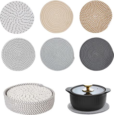 Amazon Eoydkap Inch Woven Trivets With Storage Basket Pack Trivets For Hot Dishes Hot