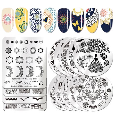 BORN PRETTY штамповочные пластины Рождественские цветы из нержавеющей ...