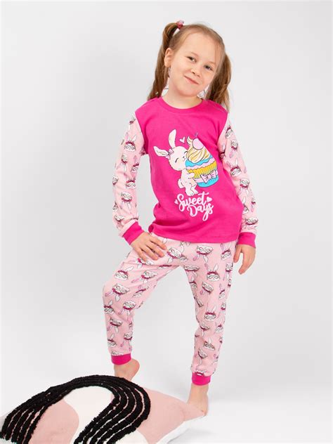 Пижама для девочки Elephant kids 60093 цвет: малиновый купить от 534₽ в ...