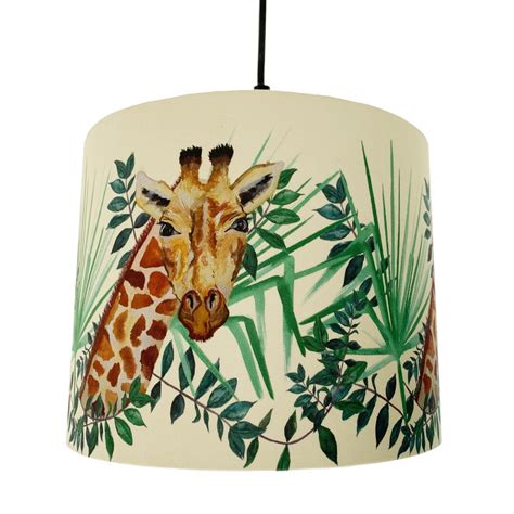 Giraffe Lampshade White Lining Giraffe Safari Drum Lampshade Pendant