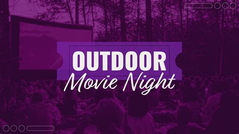 Outdoor Movie Night Purple Crowd Lawn Title Clayton Community Church