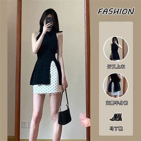 Phù Hợp Với Nữ Mùa Hè Phong Cách Mới Tinh Khiết Desire Phong Cách Hot Girl Slim fit Dây Cao