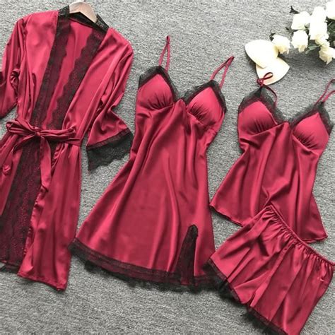 Lingerie femmes soie dentelle Robe robe nuisette vêtements de nuit chemise de nuit pyjamas