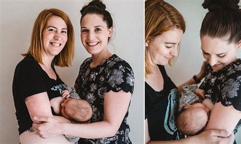Same Sex Couple Take It In Turns To Breastfeed Baby Daily Mail Online