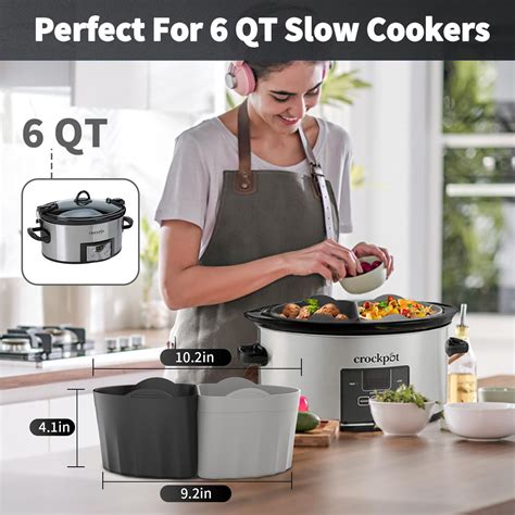 Outxe Upgraded Slow Cooker Divider Liner Fit 6 Qt Crockpot