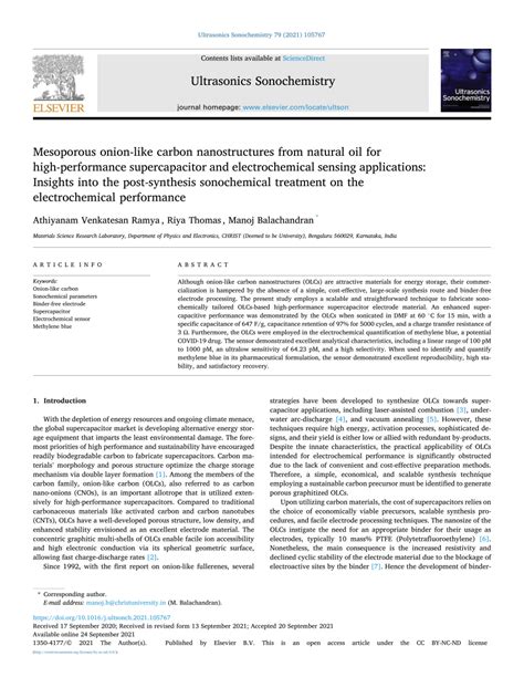 Pdf Mesoporous Onion Like Carbon Nanostructures From Natural Oil For