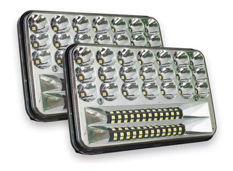 Par Faros Led Rectangular Luz Fija Estrobo Blanco Con Ámbar Envío gratis