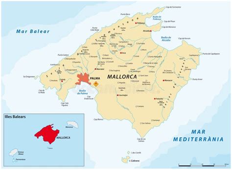 Onde Fica Maiorca - Mapa Vetorial Da Ilha Espanhola Mediterrânea De Maiorca Ilustração do ...