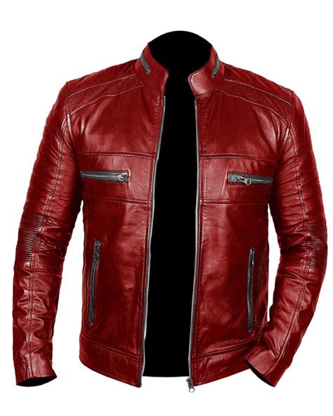 Men Johnson Red Leather Jacket - Celebrity Jacket