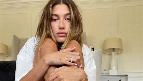 Hailey Bieber Goes Fully Nude In A Butterscotch Blazer Look For A Date