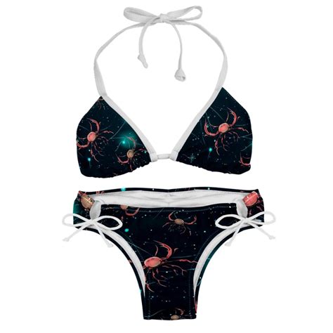Cancer Constellation Detachable Sponge Adjustable Strap Bikini Set Swim Wear Pack Beach