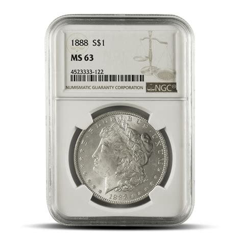 1888 Morgan Silver Dollar Coin NGC MS63 L BGASC