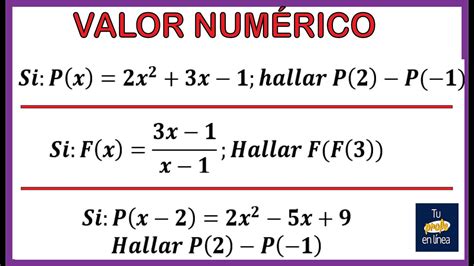 EXPRESIONES ALGEBRAICAS 08 Valor Numérico YouTube