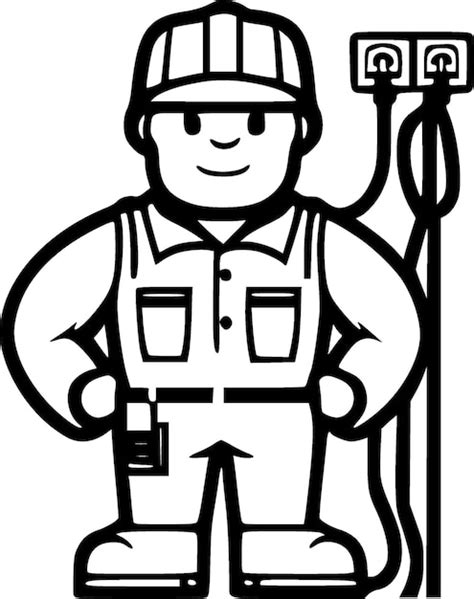 Premium Vector Electrician Black And White Isolated Icon Vector