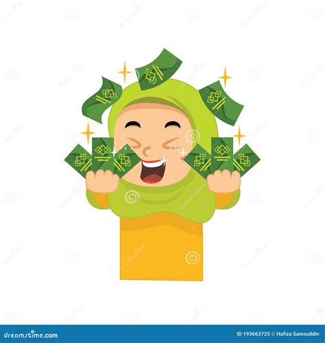 Muslim Girl with Money. Vector Illustration Decorative Design Stock