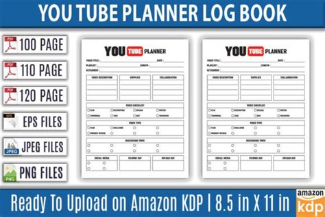 YouTube Planner Log Book KDP Interior Graphic By KDP Pro Creative