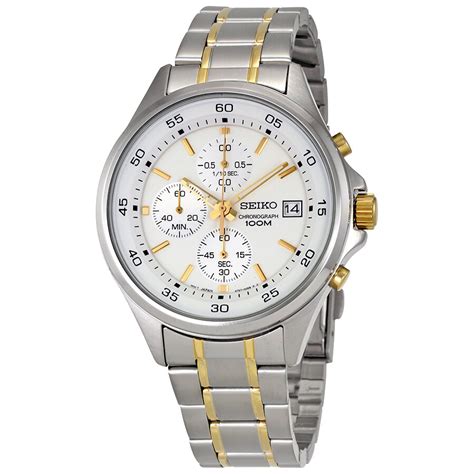 Seiko Chronograph Silver Dial Two Tone Men S Watch SKS479 4954628195227