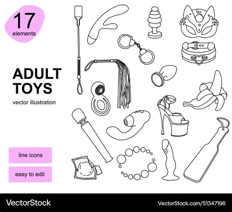 Sex Shop Outline Icons Set Royalty Free Vector Image